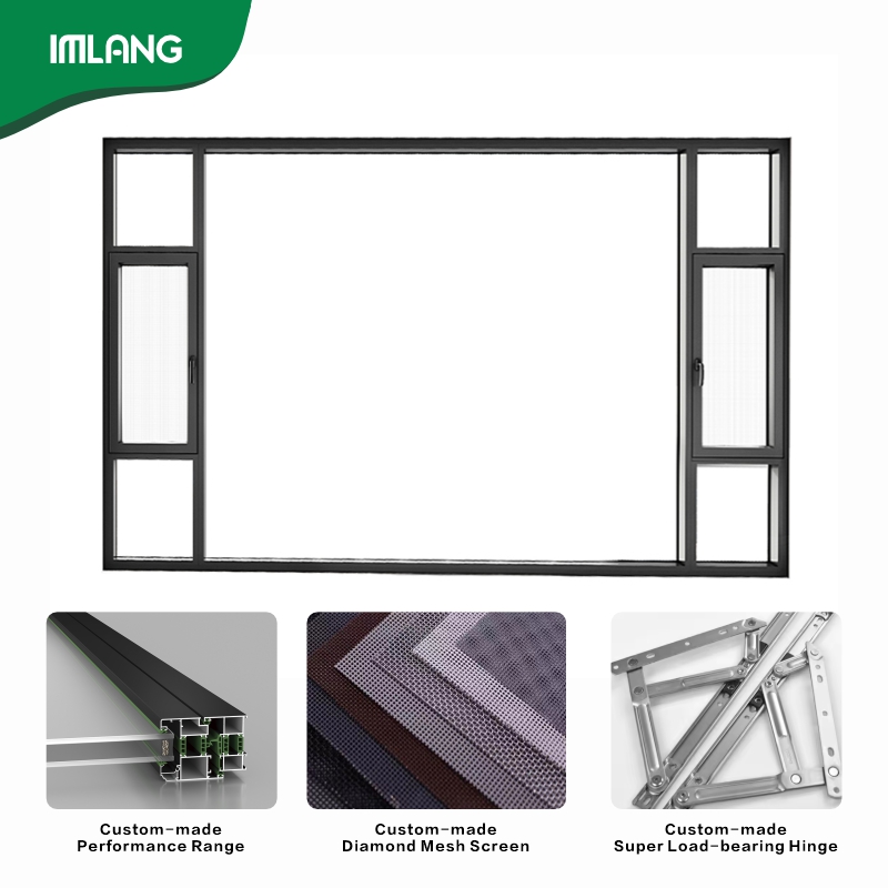 Custom aluminium casement window with detail